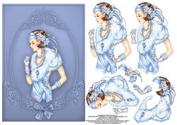 Delightful Deco in Blue Card Front with Decouapge