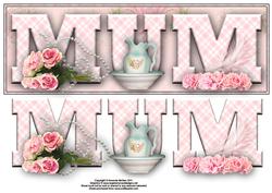 Porcelain and Pearls Mum Large Dl Word Card with Decouapge