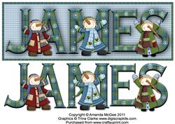 Snowman Fun James Large Dl Name Card