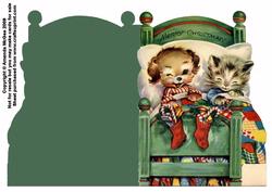 Cat and Dog Waiting for Christmas Shaped Card