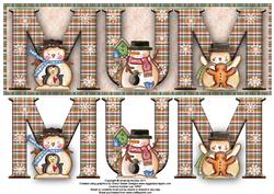 Tubby Snowmen Mum Large Dl Name Word Card