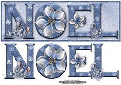 Frosty Flowers Noel Large Dl Word Card with Decoupage