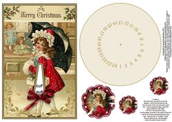 Girl in Red Dress Advent Wheel Card