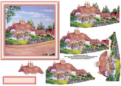 Pretty Cottage 6x6 Square Card Front with Decouapge