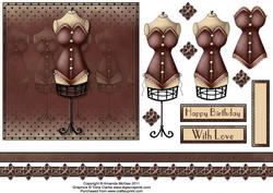 Corset 6x6 Square Card Front with Decouapge