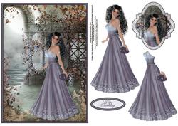 Moonlight Walk Card Front with Decoupage