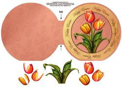 Pretty Tulips "happy Easter" Wordaround Card with Dec