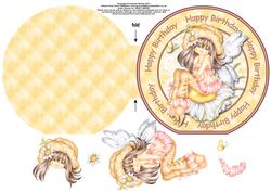 Daisy Fairy "happy Birthday" Wordaround Card with Decoupage