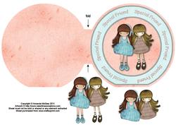 Cute Girls "special Friend" Wordaround Card with Decoupage