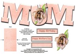 Pretty Flower Mum Standalone Large Dl Word Card