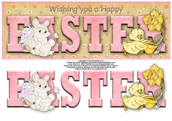 Bunny and Duckling Easter Large Dl Word Card