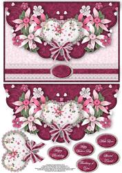 Hearts and Flowers Envelope Card Blank with Decouapge