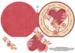 Hearts and Flowers with Love Wordaround Card