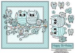 Owl Family 8x8 Card Front with Decoupage