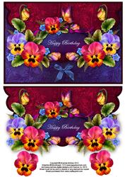 Pansies and Butterflies Envelope Card - Happy Birthday