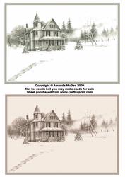 Big House in Winter Scene