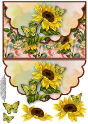 Sunflower and Butterflies Envelope Card with Decoupage
