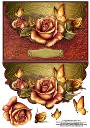 Copper Roses and Butterflies Envelope Card with Decoupage