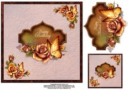 Butterflies and Roses 8x8 Topper