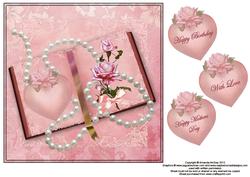 Roses and Pearls on a Book 8x8 Topper Sheet