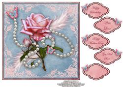 Rose and Pearls 8x8 Topper
