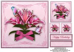 Stargazer Lilies and Butterflies 8x8 Topper