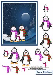 Penguin Family Large Decoupage
