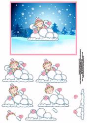 Snow Pixie Building Snowballs Decoupage