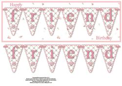 Trellis Flowers Friend Large Dl Bunting Card