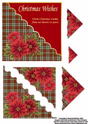 Poinsettia and Plaid Card Front and Triangle Pyramid