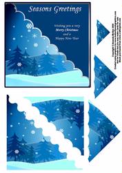 Christmas Tree Scene Card Front and Triangle Pyramid