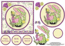 Picking Flowers Buttons 'n' Bows 6x6 Square Card