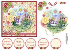 Sitting in the Flowers Buttons 'n' Bows 6x6 Square Card