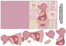 Sunbonnet Sue in Flowers and Hearts Patchwork Quick Card