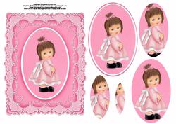 Cute Girl in Pink Card Front and Pyramid