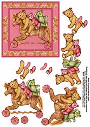 Vintage Bears Watercolour Card Front and Decoupage