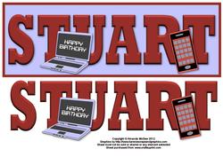 Techno Time Stuart Large Dl Name Card with Decoupage
