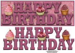 Mmmm Cupcakes Happy Birthday Large Dl Word Card