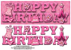 So Fashionable Happy Birthday Large Dl Word Card
