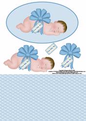 New Baby Boy with Bow Decoupage