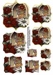 Poinsettia and Church Window Bracket Pyramid