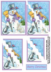 Pastel Snowman and Friends Corner Wavy Side Stacker