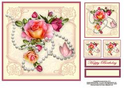 Roses and Pearls 8x8 Square Topper
