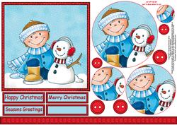Meet My Snowman Friend 6x6 Card Front with Circle Pyramage