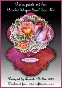Roses Pearls and Lace Bracket Shaped Easel Card Kit