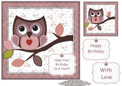 Owl in the Pink 8x8 Square Topper Sheet