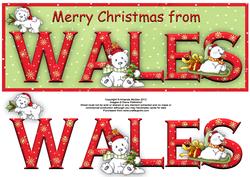 Merry Christmas from Wales Large Dl Word Card