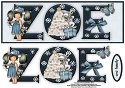 Girl in Blue Zoe Large Dl Name Card