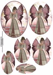 Fairy in Pink and Green Oval Pyramid