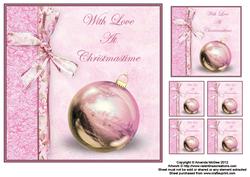 Pink Bauble 8x8 Square Card Front